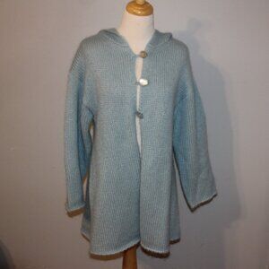 Soft Surrounding Small Hooded Button Front Sweater Mohair Blend